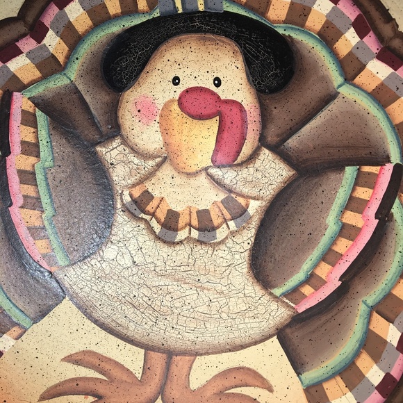 12" Painted Turkey Bowl With Stand - Picture 2 of 8